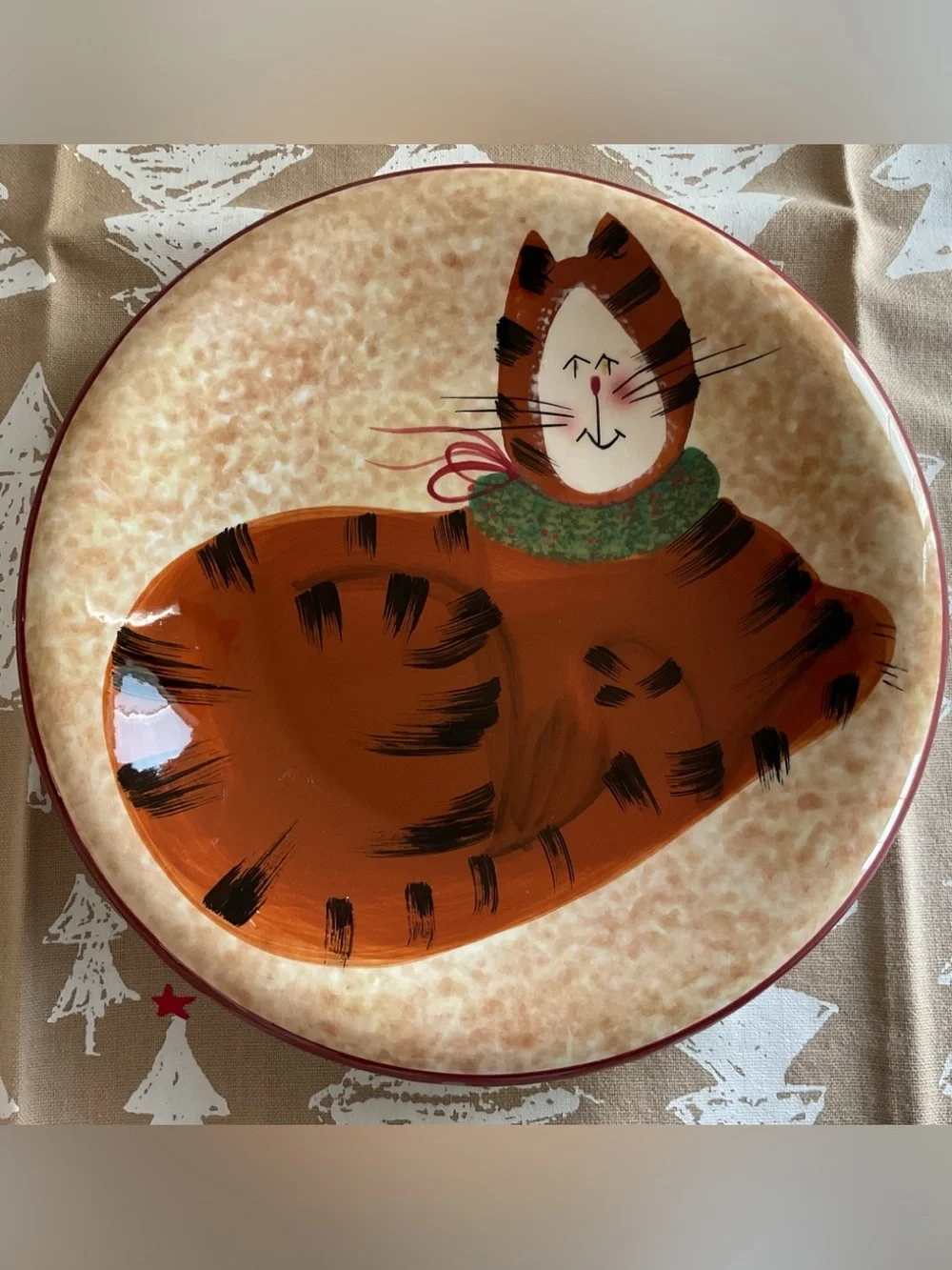 Vintage Sakura “Christmas Cats” Hand-Painted 8” Salad/Dessert Plates, Set of 3
